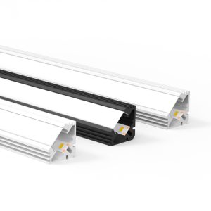 Perfil de aluminio esquinero con mica recta de sobreponer de 3m para tira LED Mod. IL-B1919
