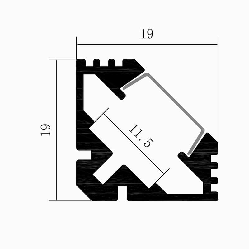 Perfil de aluminio esquinero con mica recta de sobreponer de 3m para tira LED Mod. IL-B1919 - Image 5