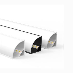 Perfil de aluminio esquinero con mica curva de sobreponer de 3m para tira LED Mod. IL-B29